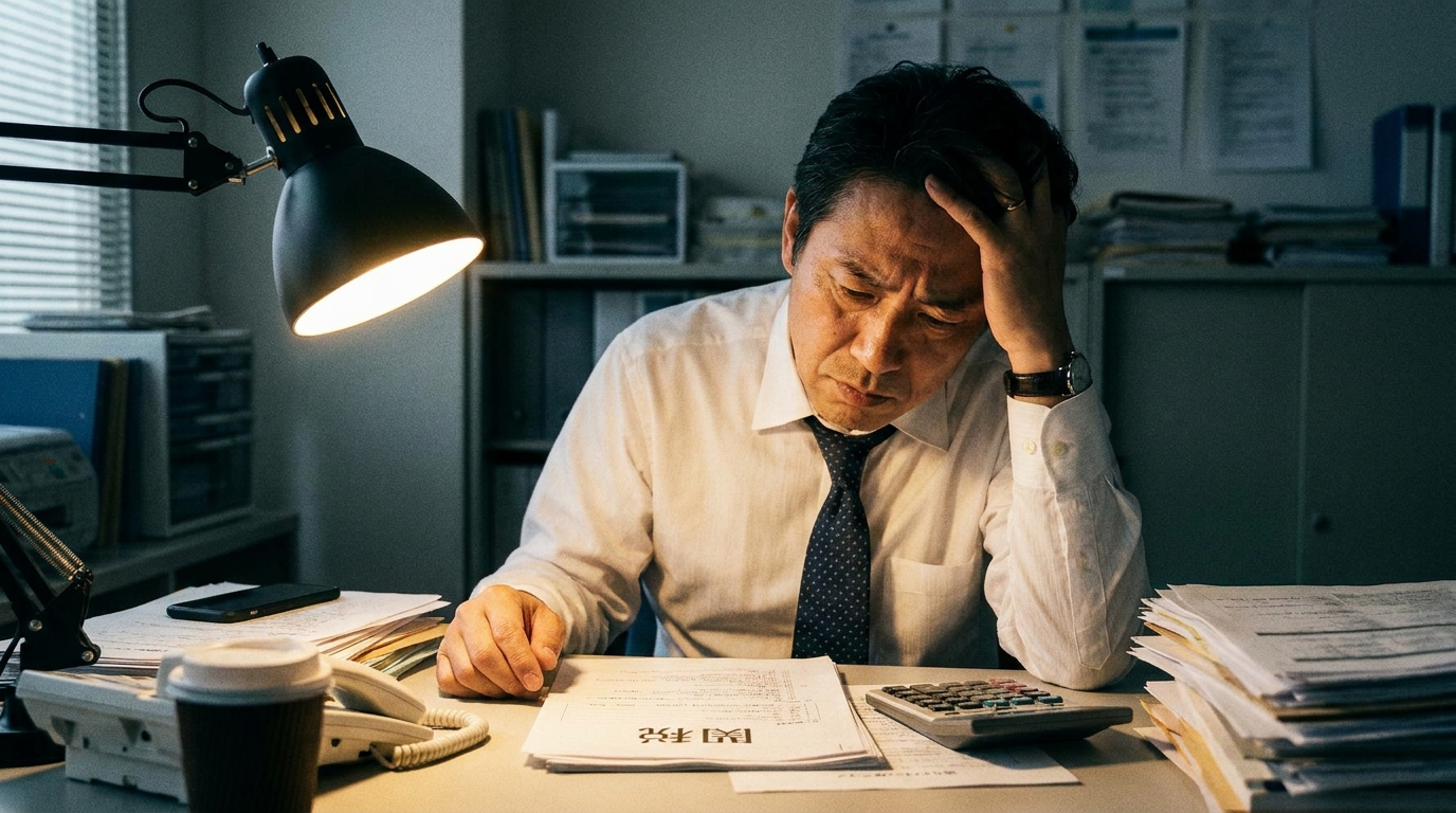 違約品返品に伴う関税還付手続きの複雑さに頭を悩ませる輸入事業者のイメージ写真。